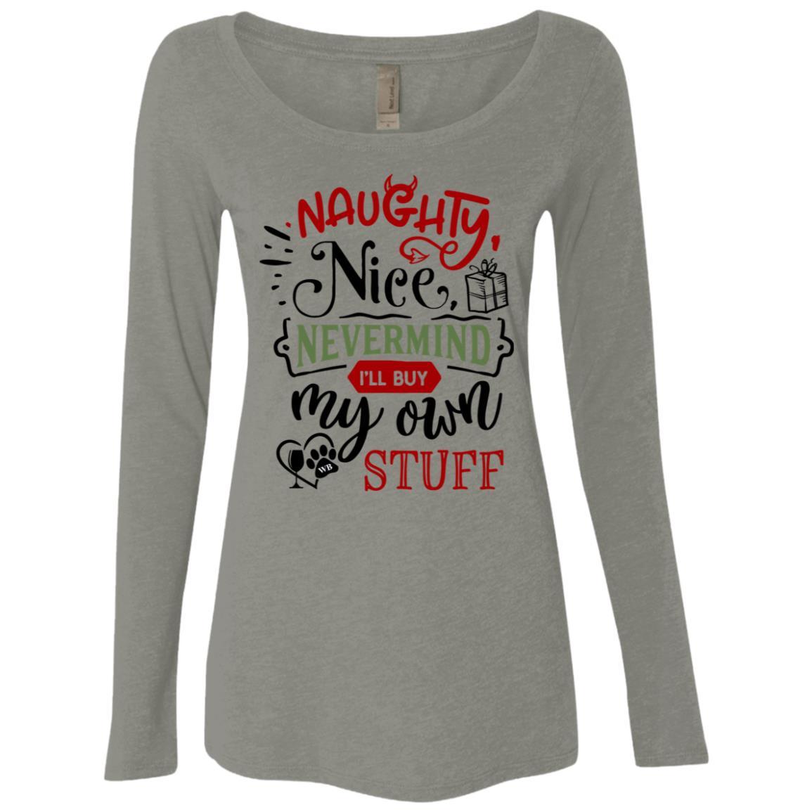 WineyBitches.Co Women's Long Sleeve Scoop Neck Tri-Blend T-Shirt - Soft & Comfortable for Casual Wear, Lounging & Everyday Outfits