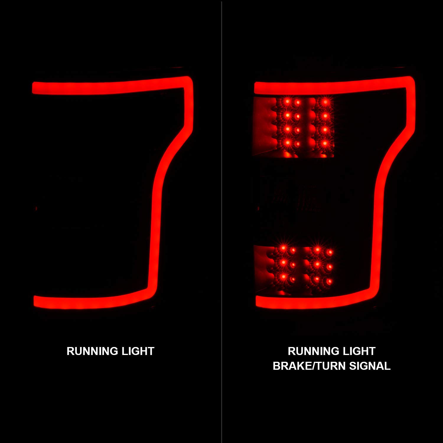 2018-2020 Ford F150 LED Tail Lights - AmeriLite LED Tube Light Bar Brake Lamps with Turn Signal Replacement Assembly Set (Driver & Passenger Side) - Perfect for Off-Roading, Night Driving & Truck Customization