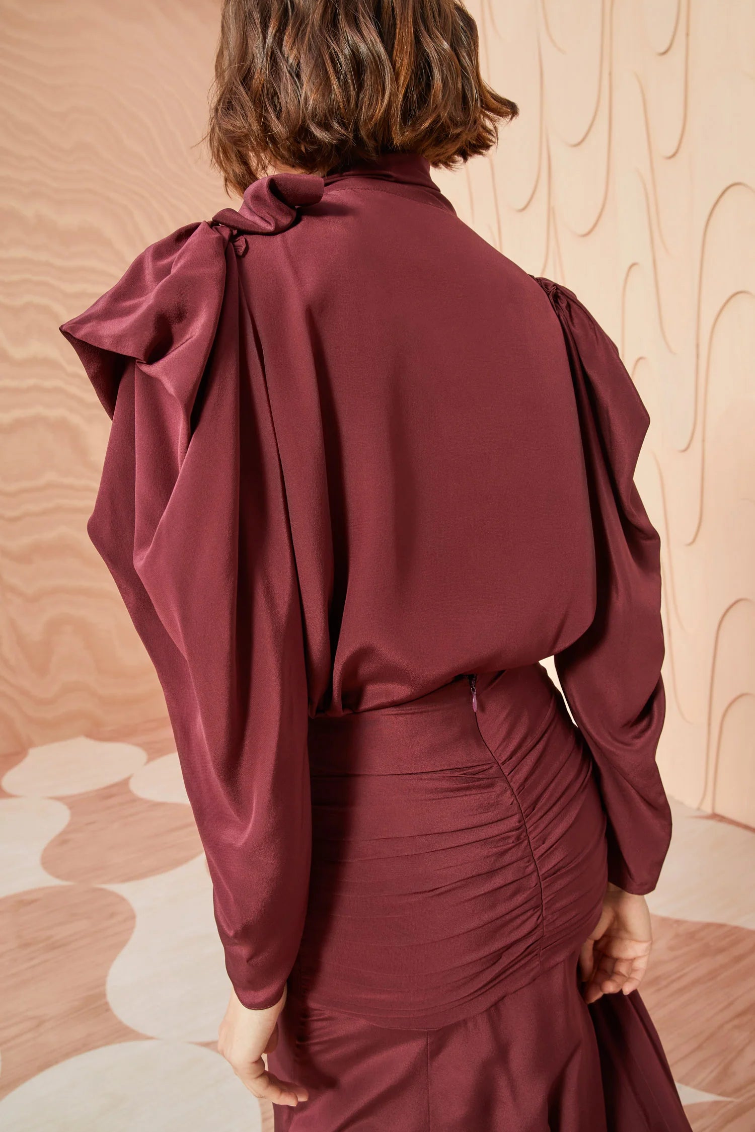 Brea Blouse Women's Fashion Top in Mahogany Red - Perfect for Office Wear, Date Night & Casual Outfits