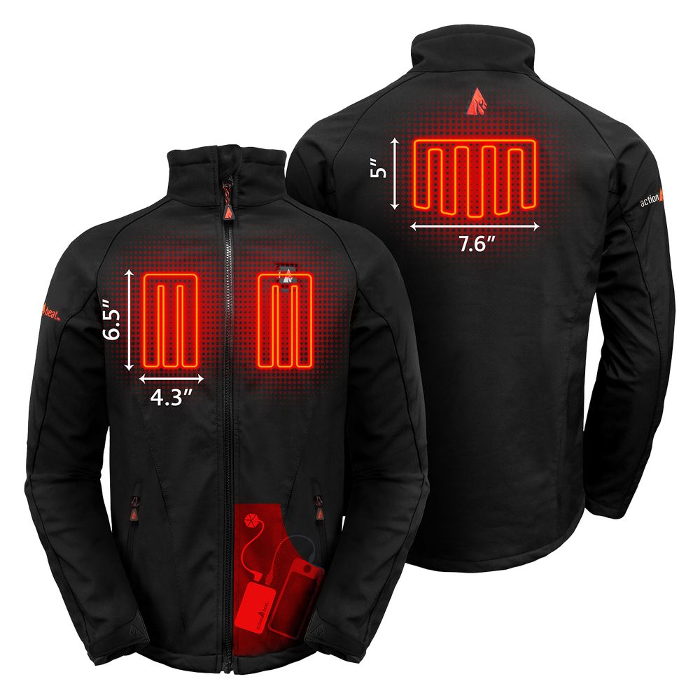 ActionHeat AH JKT 5V 01 XXL Men's 5V Battery Heated Jacket - 2XL Black - Winter Outdoor Heated Coat for Hunting, Skiing & Cold Weather Activities