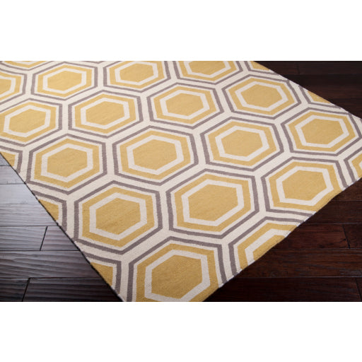 Fallon Hexagon Area Rug - Soft Tan Bohemian Style Floor Mat for Living Room, Bedroom, or Nursery - Non-Slip Home Decor Carpet with Geometric Pattern