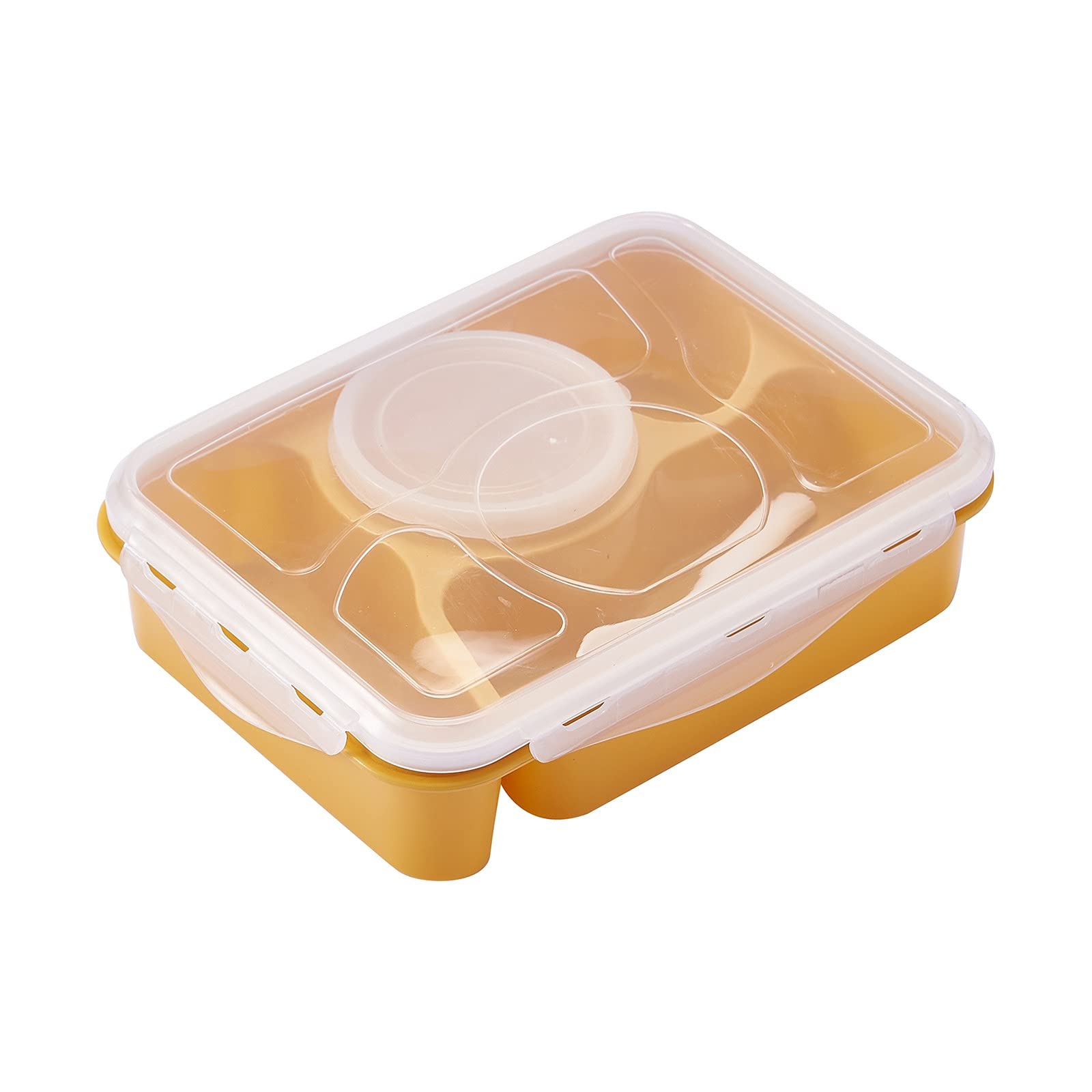 Zerlibeaful Microwave Safe Bento Bowl with Soup Bowl & Round Place Mats Set - Heat-Resistant for Office & School Lunches - Perfect for Meal Prep, Leftovers & Quick Heating (Yellow, One Size)