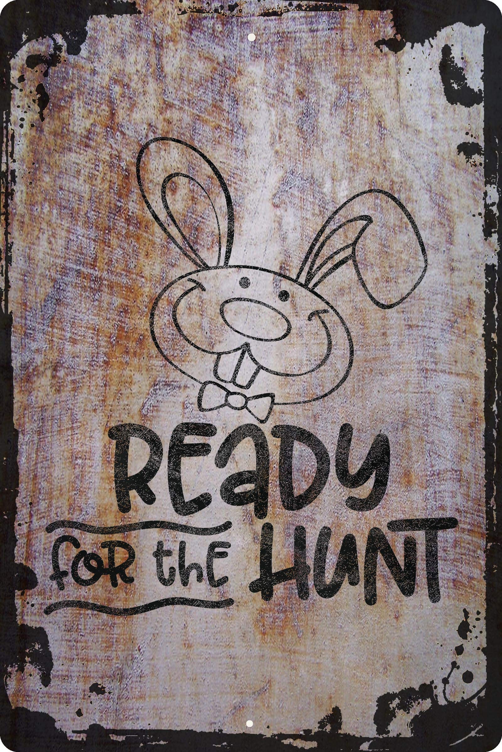 Funny Easter Bunny Silhouette Wall Sign - Ready for the Hunt with Eggs Basket - Decorative Art Wall Decor for Home, Office & Party - Perfect Easter Gift for Family & Friends