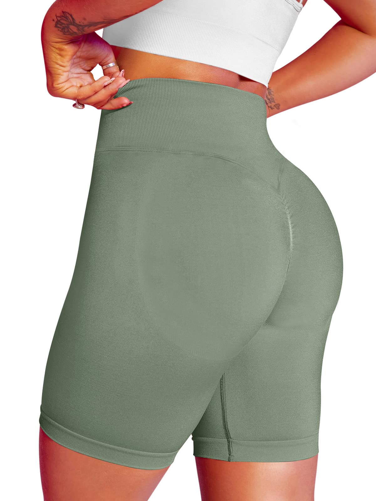 LASLULU Women's High Waist Seamless Workout Shorts 5