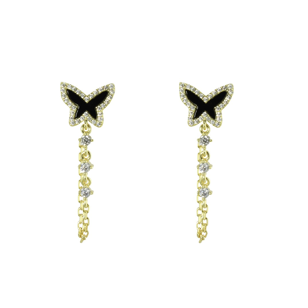 Butterfly Chain Earrings for Women - Dainty Gold & Silver Layered Drop Earrings - Boho Chic Jewelry for Everyday Wear, Parties & Gifts