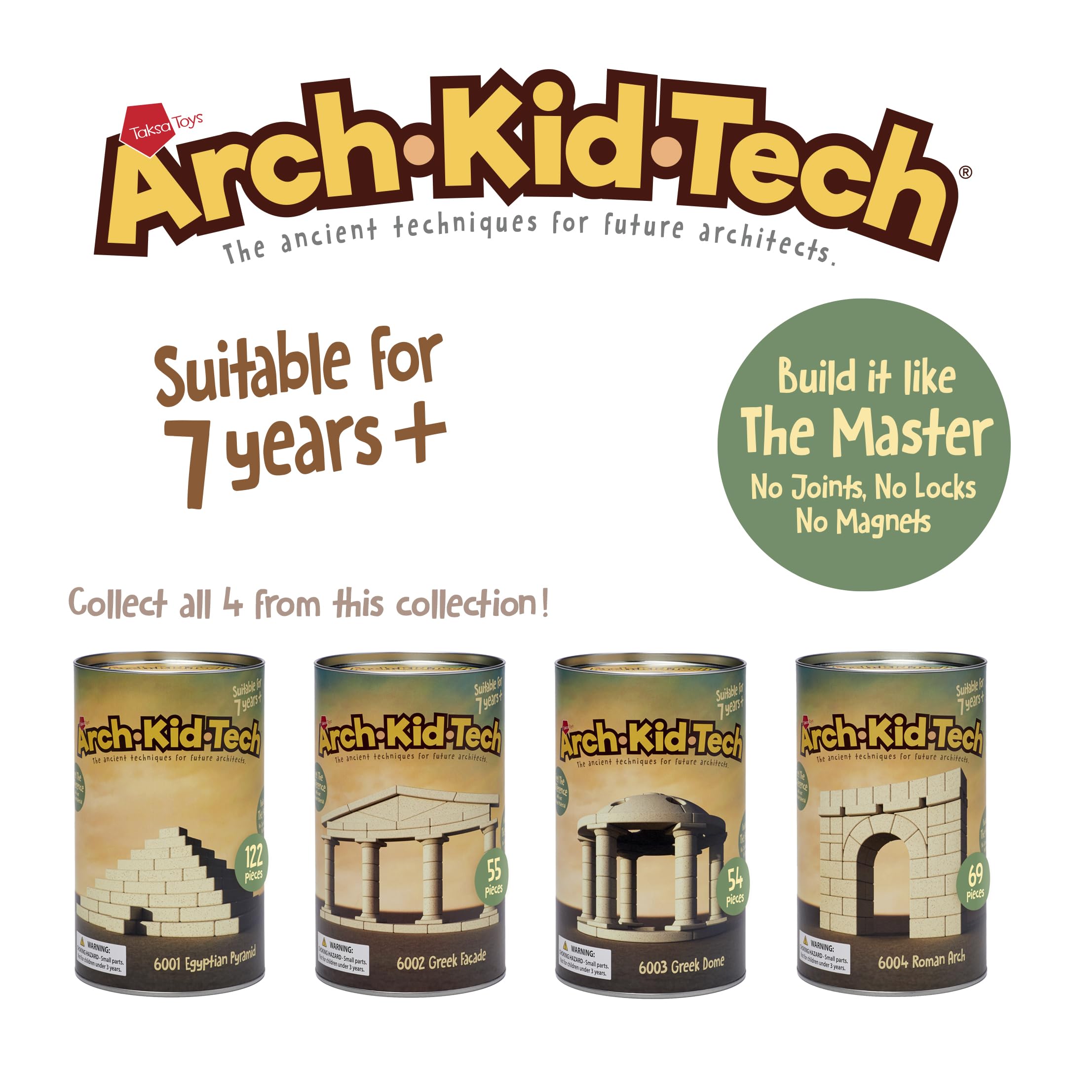 Taksa Toys Roman Arch Building Blocks Set - 69 Premium Pcs & 72 Standard Pcs Montessori Educational STEM Toys for Kids Ages 7+ | Creative Construction, Outdoor Learning & Classroom Activities