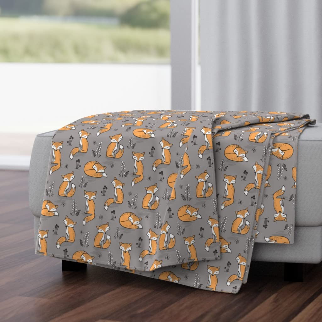 Soft Plush Minky Throw Blanket 50x70 Inches - Dreamy Fox Opal Gray Animal Print Cozy Blanket for Bed, Couch & Nursery | Perfect for Autumn Winter Home Decor, Gift & Woodland Theme Nursery