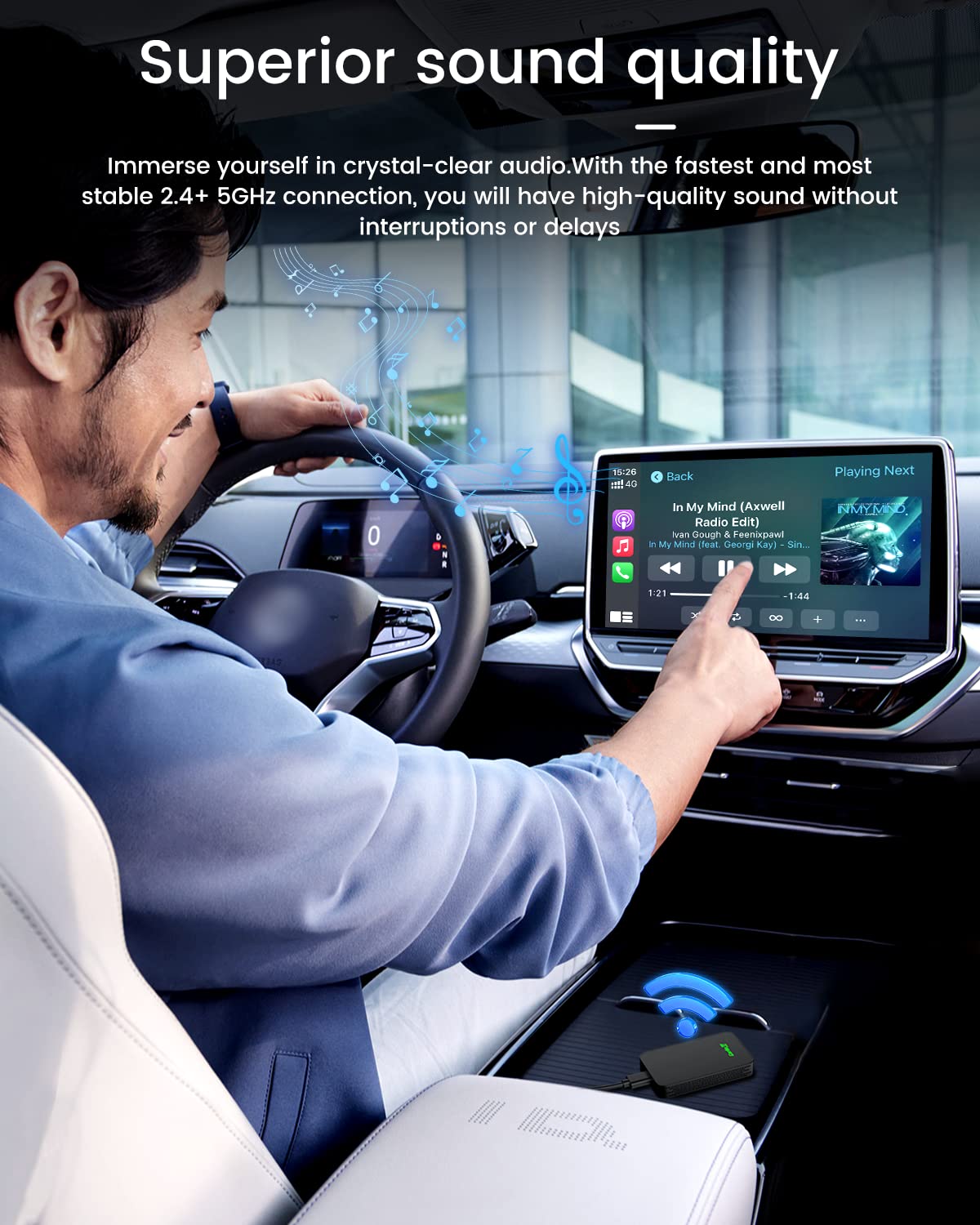 2024 CarlinKit 5.0 2air Wireless CarPlay & Android Auto Adapter - 5G WiFi Dongle for Wired CarPlay/Android Auto Cars - Plug & Play, Auto Connect, Online Update - Perfect for Commuting, Road Trips & Hands-Free Driving