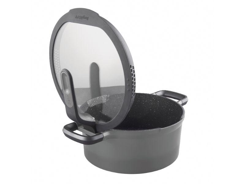 BergHOFF GEM 8 Stay Cool Covered Stockpot 3 Quart (2.8L) - Grey Nonstick Saucepan with Cool-Touch Handles for Safe Cooking - Perfect for Soups, Stews & Pasta | Stovetop & Oven Safe