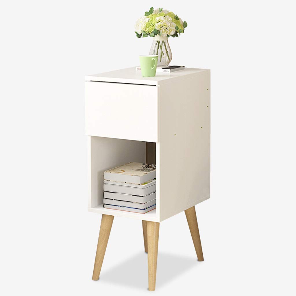 Nordic Minimalist Side Table with Solid Wood Legs & Storage Shelf - Small Space Coffee Table for Living Room, Bedroom, Modern Nightstand - Perfect for Apartments, Dorms & Cozy Spaces