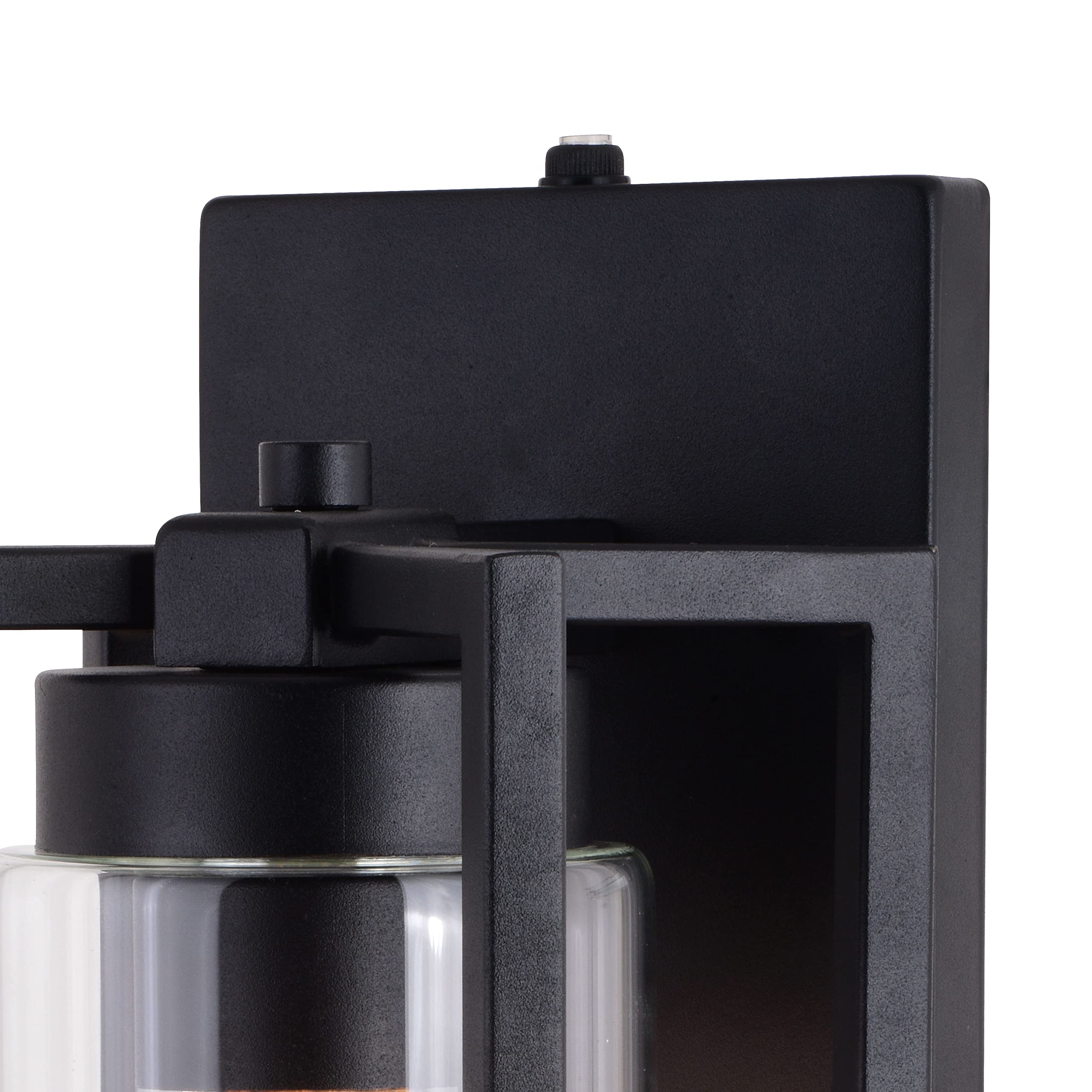 VAXCEL Kilbourne 1-Light Black Outdoor Wall Lantern with Clear Glass - Dusk to Dawn Sensor - Perfect for Porch, Patio, Garage & Entryway Lighting