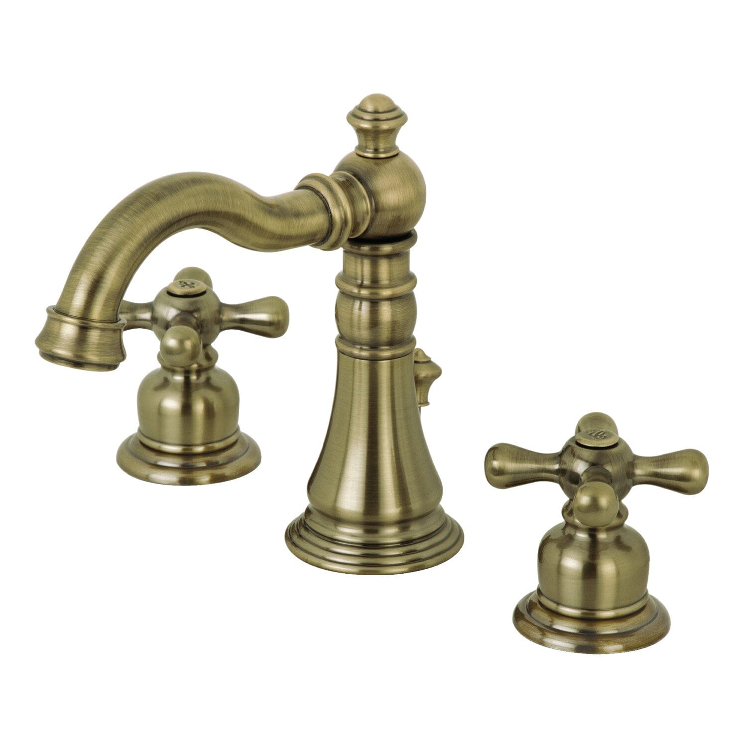American Classic Two Handle 3 Hole Deck Mount Widespread Bathroom Faucet with Brass Pop Up Drain - Elegant Bathroom Sink Fixture for Modern Homes & Luxury Hotels