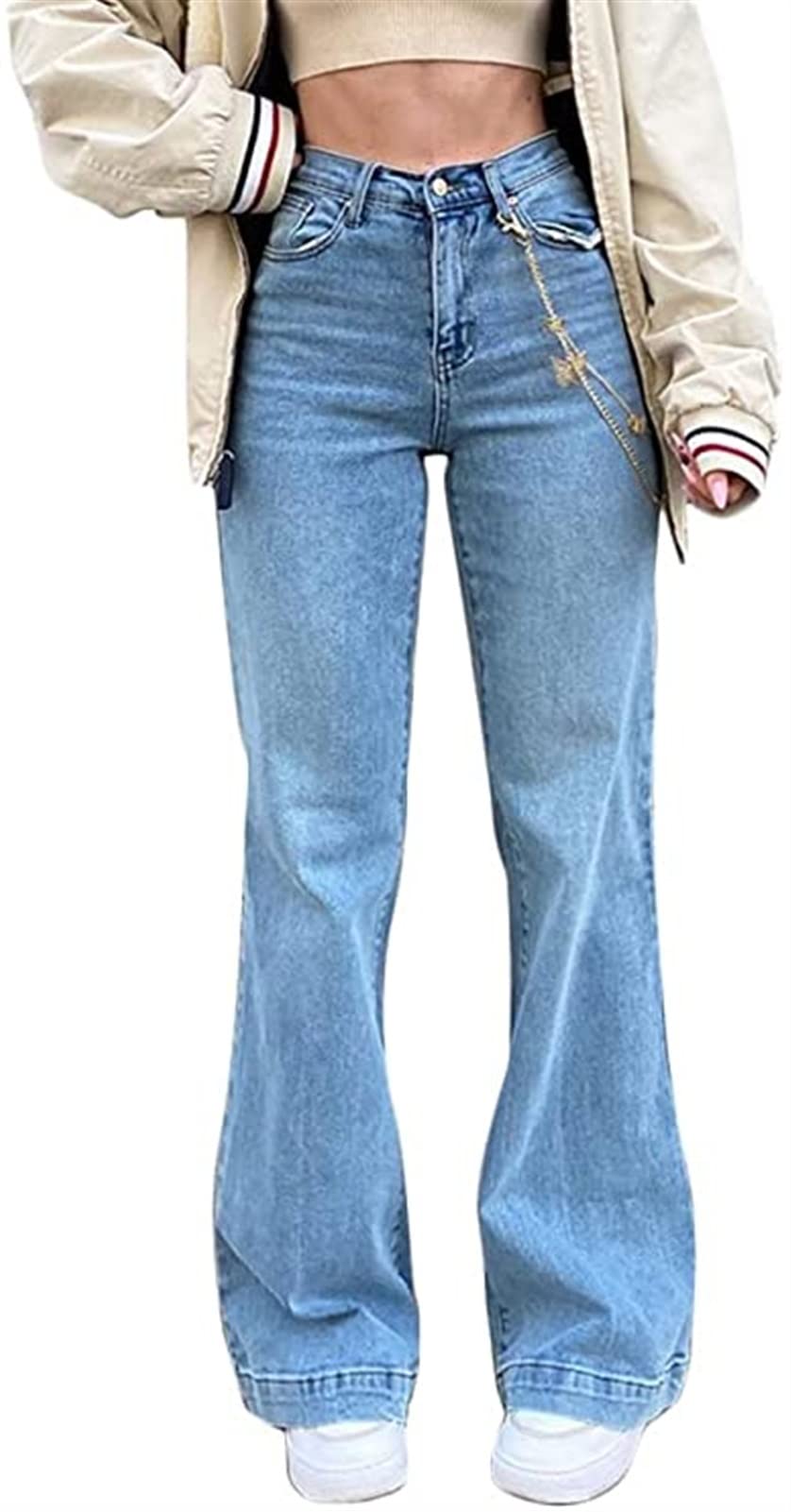 QLXDSD Women's High Waist Wide Leg Ripped Jeans - Baggy Boyfriend Denim Pants for Casual Wear & Street Style Outfits