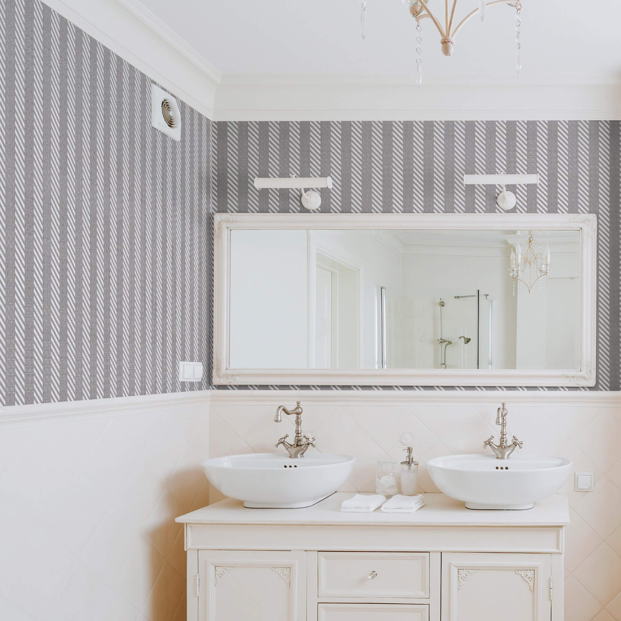 Grey and White Striped Nautical Peel and Stick Removable Wallpaper 9211 - Self-Adhesive Decorative Wall Covering for Bedroom, Nursery, Office & Home Decor