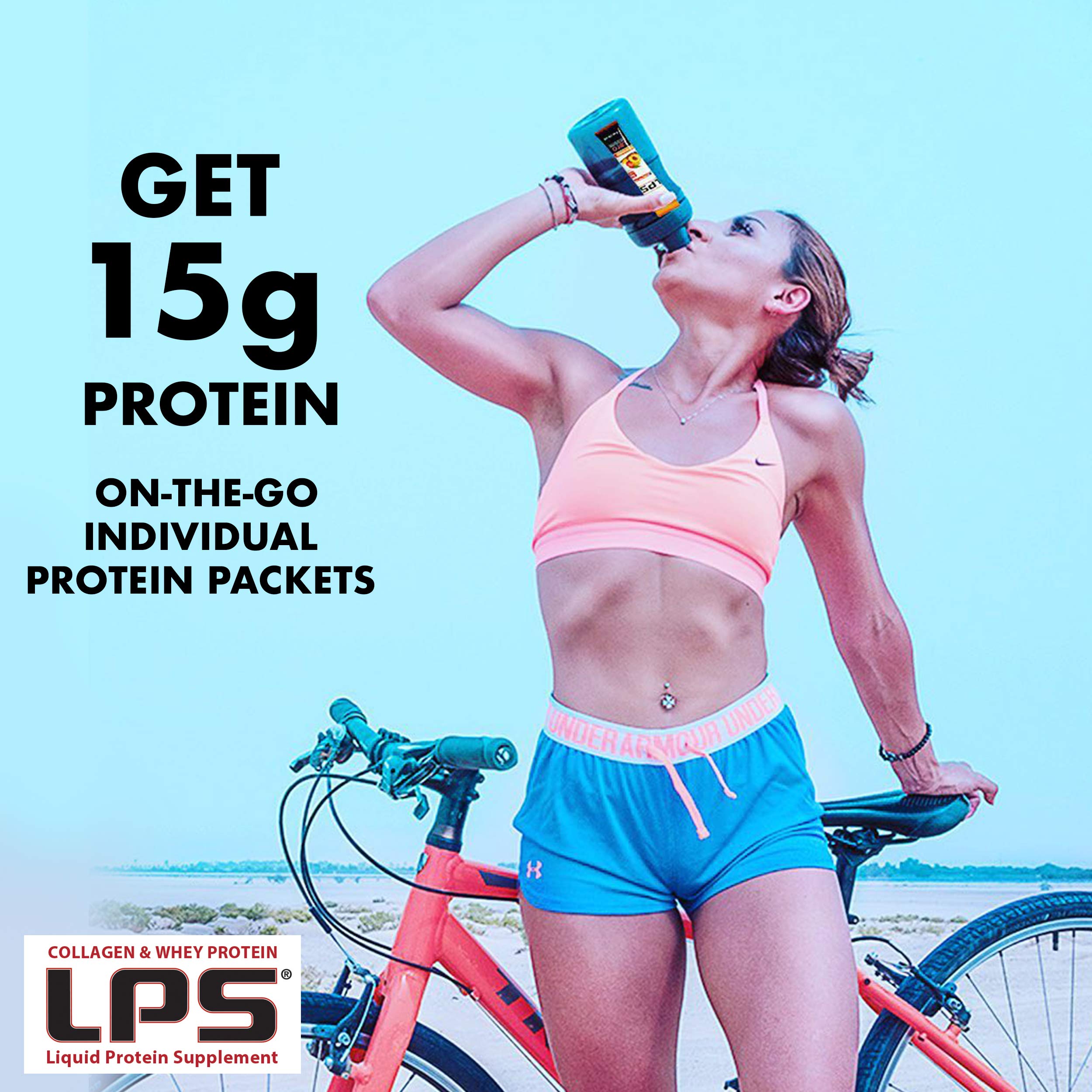 Nutritional Designs LPS Liquid Collagen & Whey Protein Supplement - Non-GMO, Sugar-Free Drink for Healthy Skin & Hair - Watermelon Flavor (25 Single-Serve Packets) | Perfect for Post-Workout Recovery & Daily Beauty Boost
