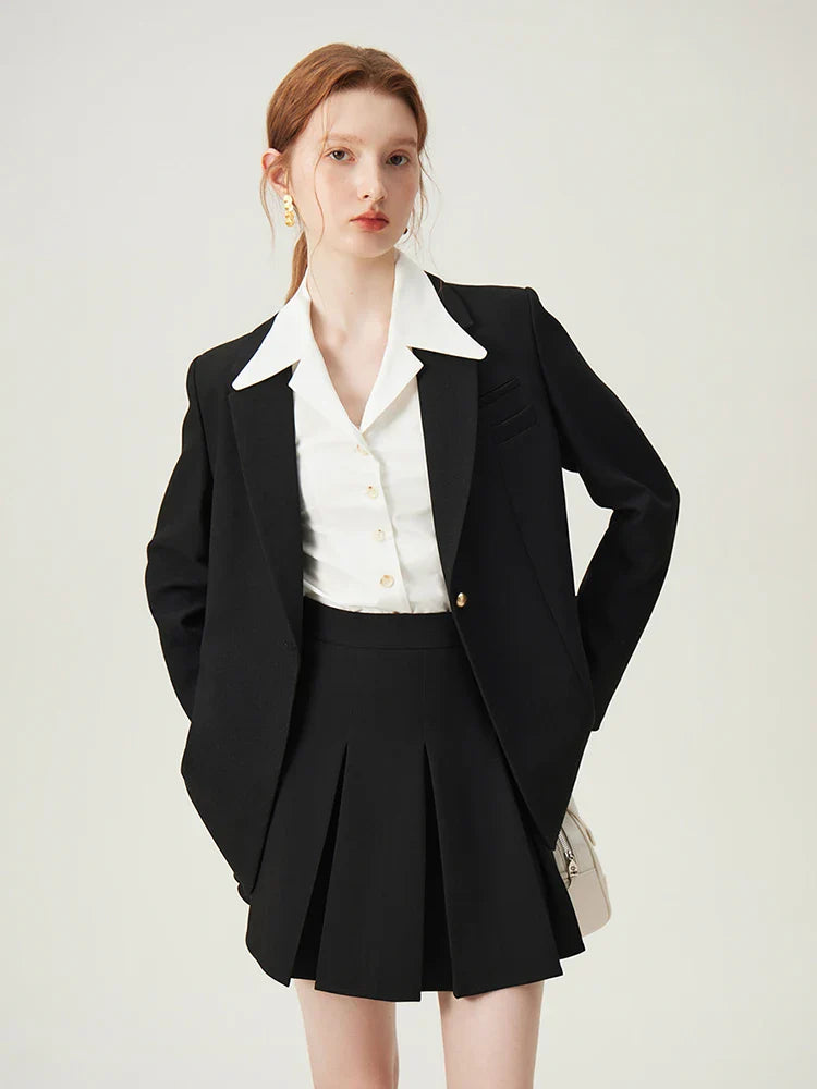 Korean Style Women's Blazer Jacket - Spring Professional Formal Suit Coat for Office & Business | Elegant Workwear for Women | 24FS11069 | Perfect for Business Meetings, Office Wear & Formal Events