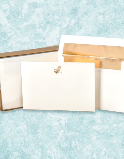 Golden Beach Chair Flat Correspondence Cards - Elegant Stationery for Beach Weddings, Parties & Summer Events - Perfect for Invitations, Thank You Notes & Greetings