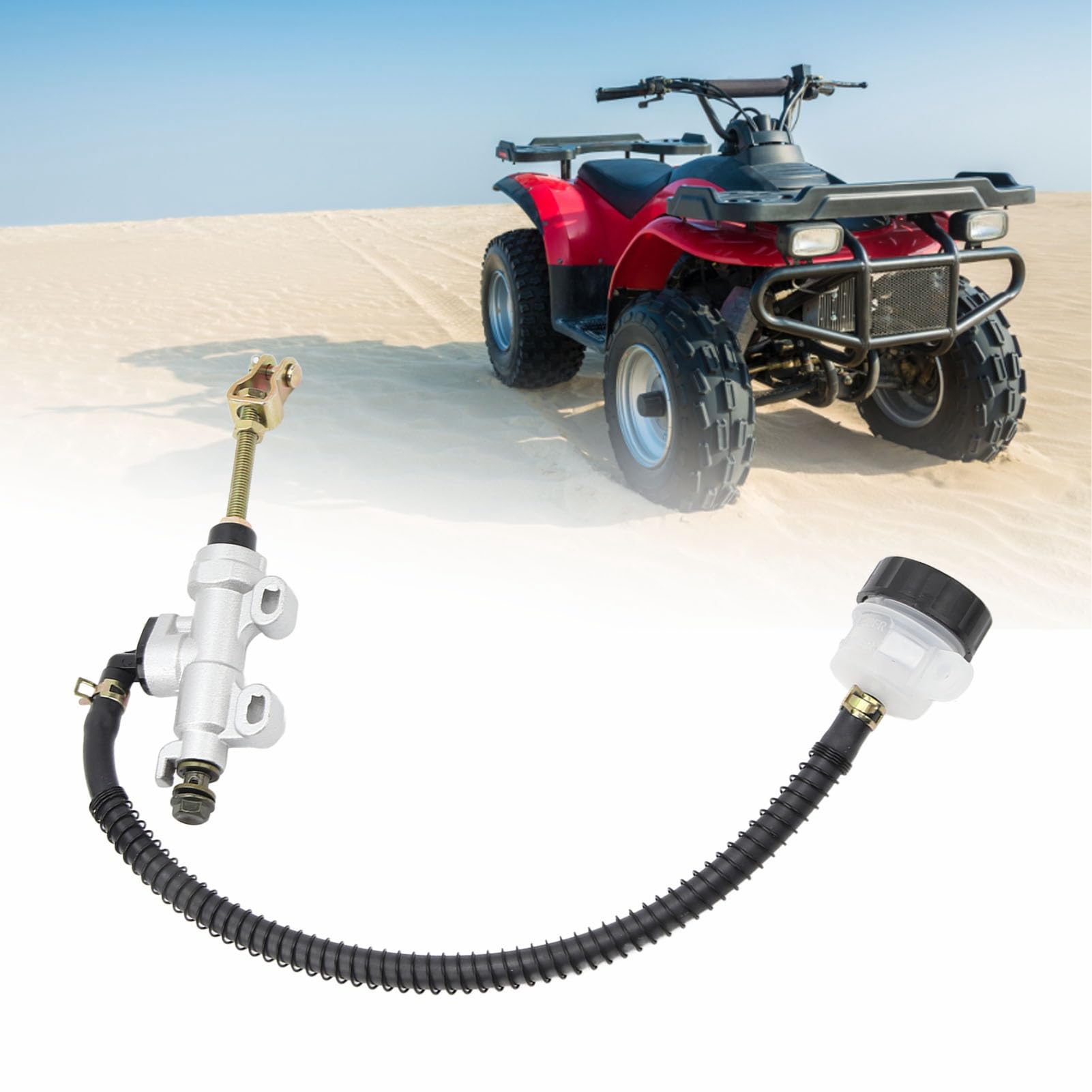 Haosie Motorcycle Rear Brake Master Cylinder Pump for Dirt Bike & ATV - White Hydraulic Foot Brake