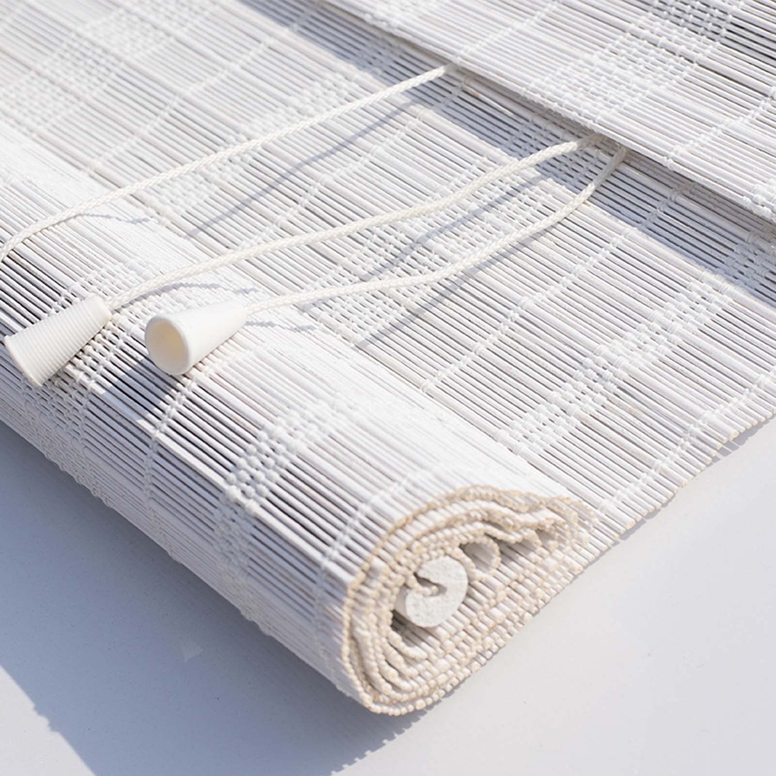 31x79 Inch Natural Bamboo Roller Blinds for Patio & Windows - Blackout Bamboo Shades with Sun Protection - White Woven Window Coverings for Indoor, Outdoor, Garden, Balcony - Easy Installation & UV Protection - Perfect for Privacy, Sun Control, and Home Decor