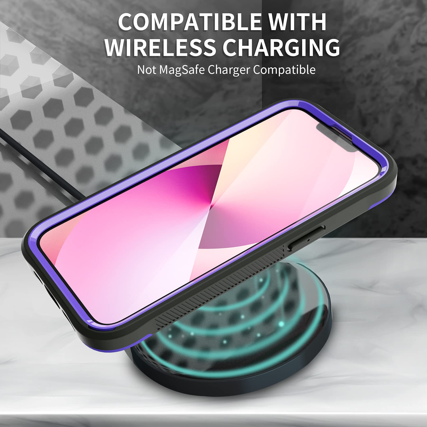 Shockproof iPhone 13 Case with Screen Protector & Kickstand | Military-Grade Dual Layer Protection | Heavy Duty Phone Cover for iPhone 13 (Purple) - Perfect for Outdoor Adventures, Work & Daily Use