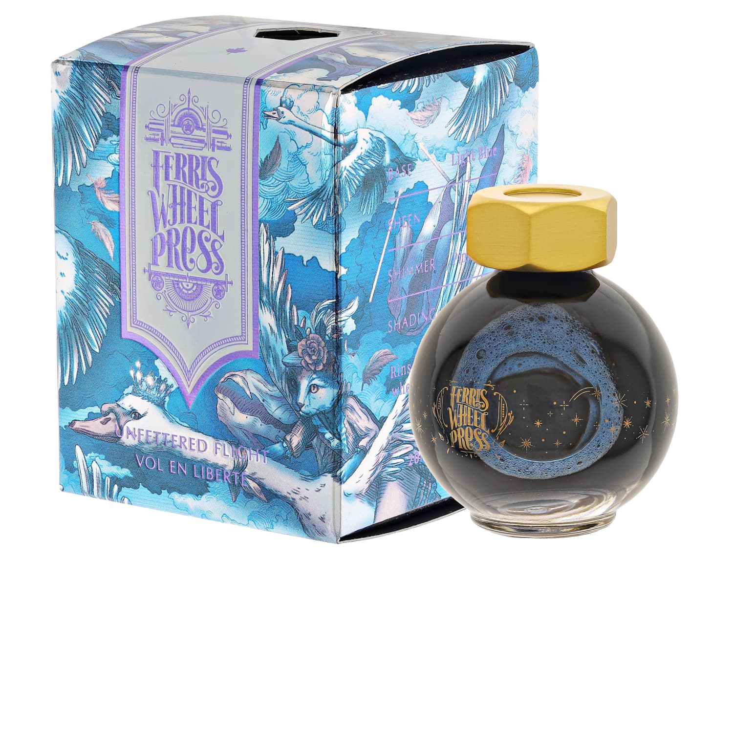 Ferris Wheel Press The Wild Swans Unfettered Flight Fountain Pen Ink - 20mL Bottle for Calligraphy, Journaling & Artistic Writing - Premium Ink for Dip Pens & Fine Nibs