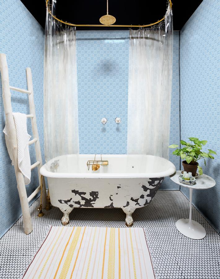 Dot Dot Wallpaper by Wallshoppe - Cornflower Blue Peel and Stick Wallpaper for Bedroom, Nursery, or Home Office Decor