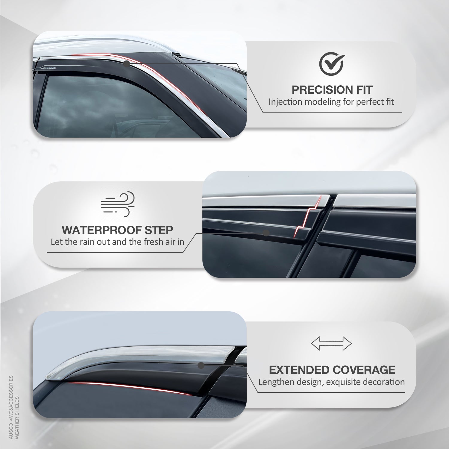 Haval Jolion 2021-2024 Stainless Steel Window Visors & Hood Protector - Rain & Sun Protection for Enhanced Driving Comfort