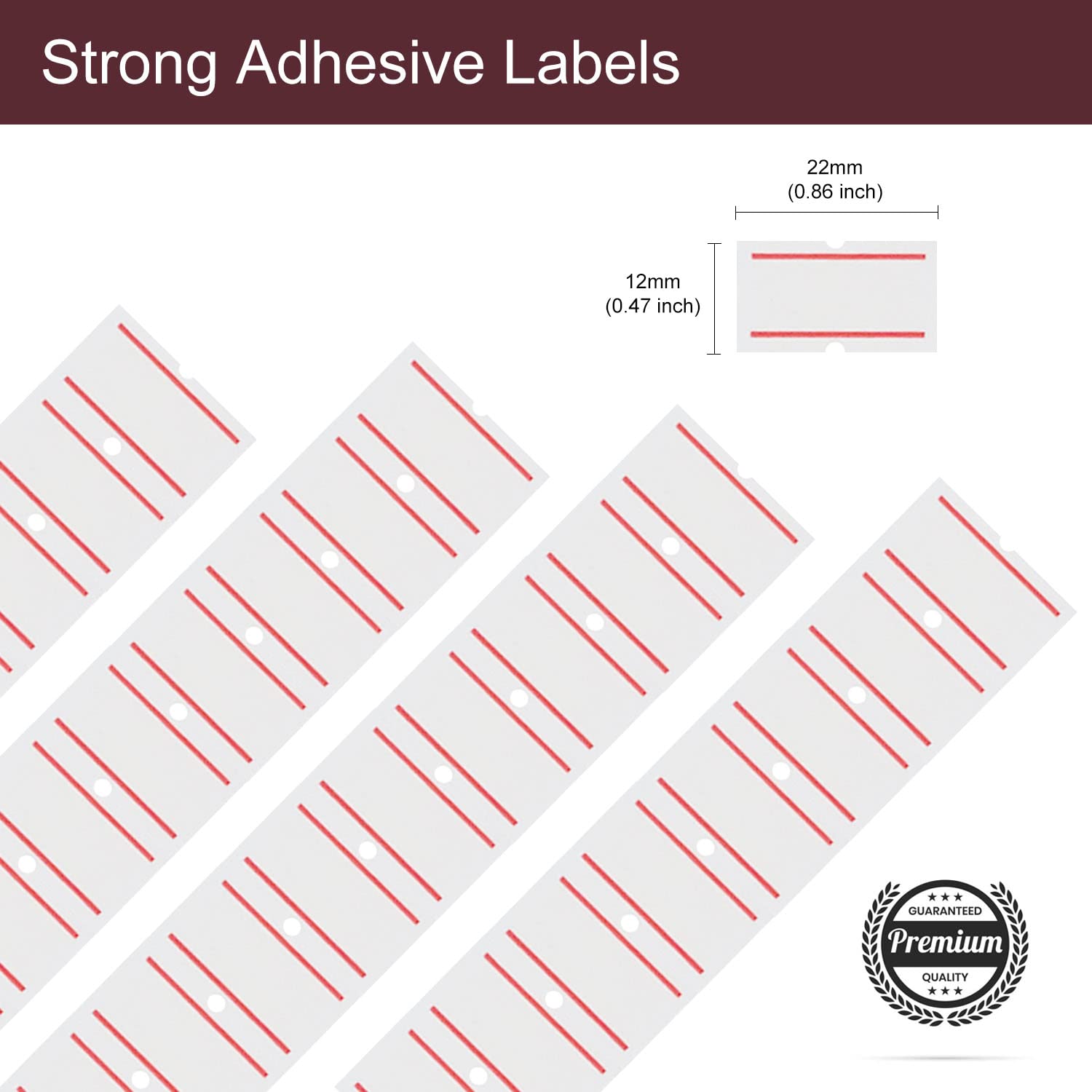 Motex Double Red Line Labels - 10,000 White Blank Price & Date Gun Labels for MX-5500 & Perco Guns | Perfect for Retail Pricing, Inventory Management & Warehouse Organization