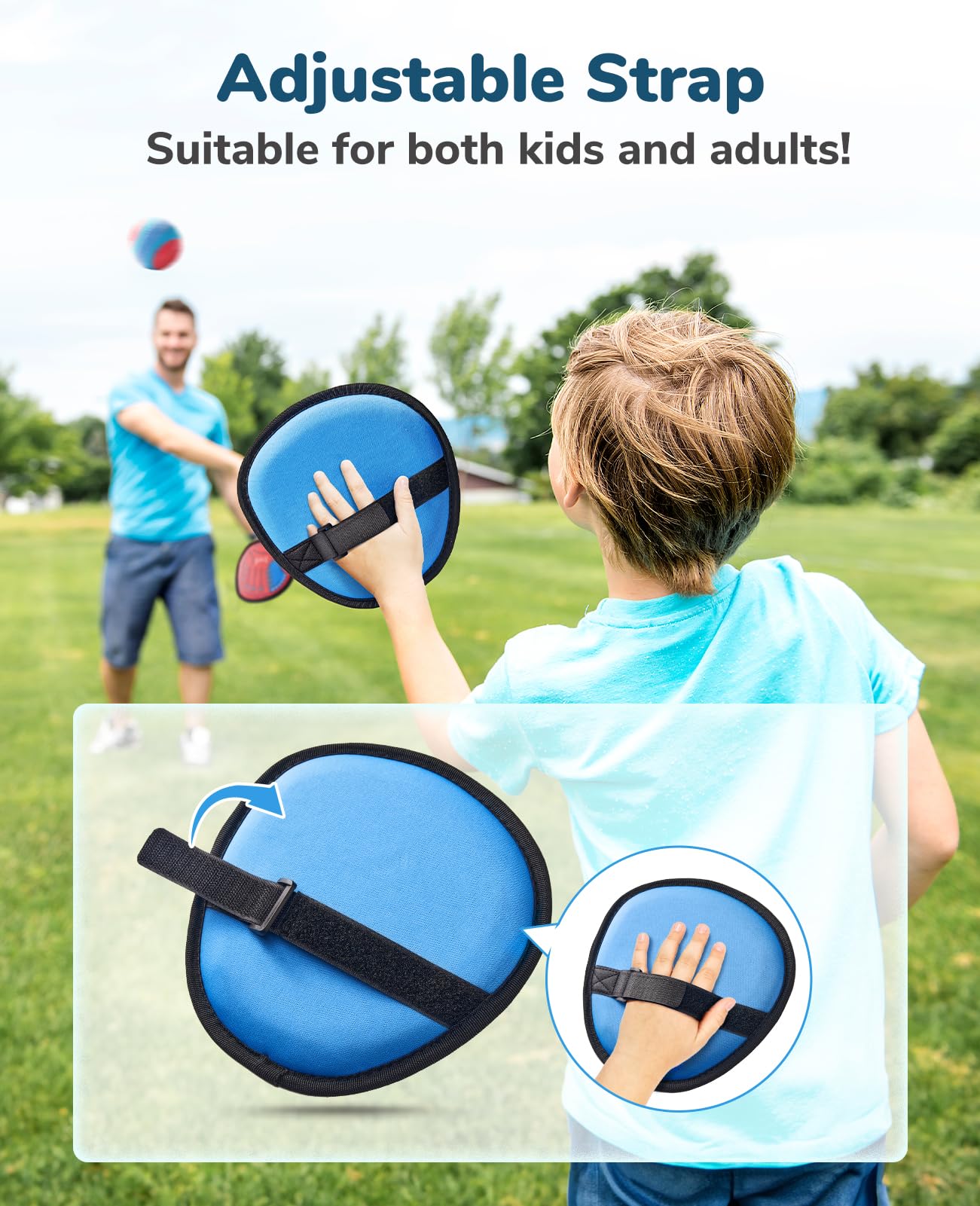 JoyCat Toss and Catch Ball Set - 2 Paddles & 2 Sticky Balls for Kids 3+ | Baseball Glove Training Toys for Boys & Girls | Outdoor Sports, Beach Pool, Yard Games | Perfect Easter Basket Stuffers & Birthday Gifts for Toddlers (Great for Backyard Play, Park Activities & Family Fun)