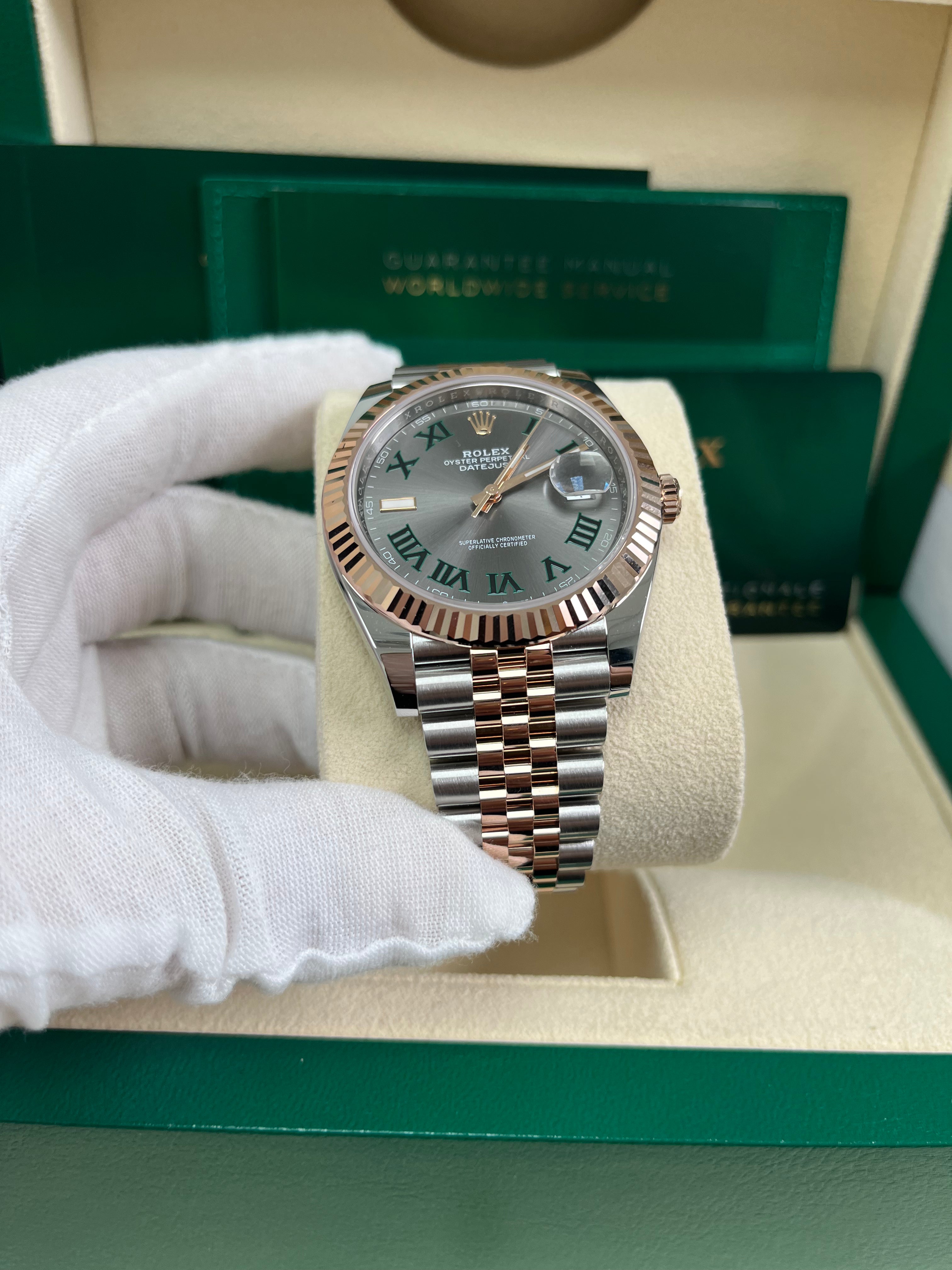 Rolex Datejust 41 Two Tone Stainless Steel & Rose Gold Watch - Grey Slate Roman Dial, Fluted Bezel, Jubilee Bracelet (Ref#126331) | Luxury Dress Watch for Business & Formal Occasions