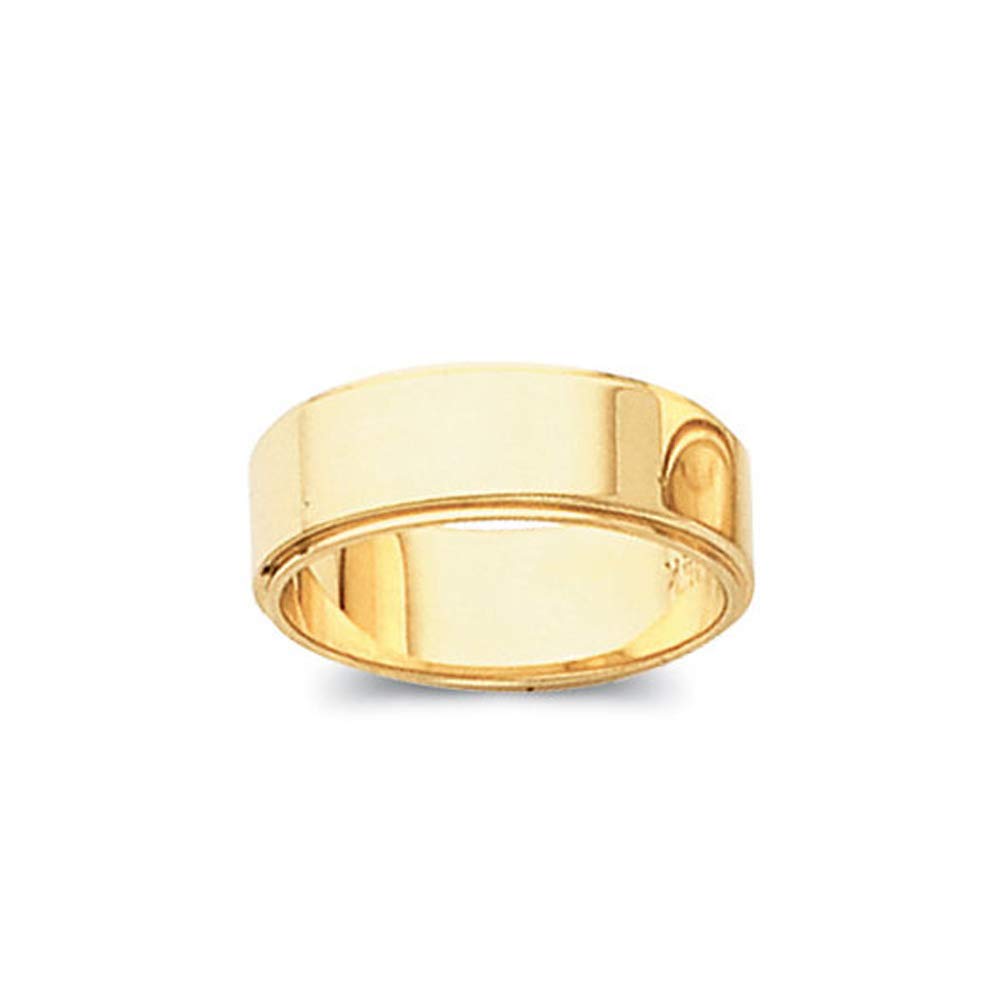 10k Yellow Gold Black Bow 6mm Flat Ridged Edge Wedding Band - Perfect for Engagement, Anniversary, and Everyday Elegance