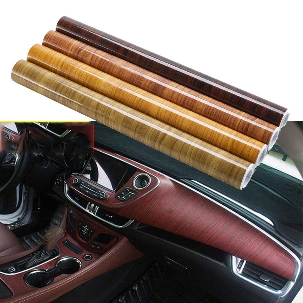 Premium Self-Adhesive Wood Grain Car Interior Film - 30cm x 100cm Waterproof Vinyl Sticker for Dashboard, Door Panels & Furniture - Easy DIY Upgrade for Cars, Cupboards & Home Decor