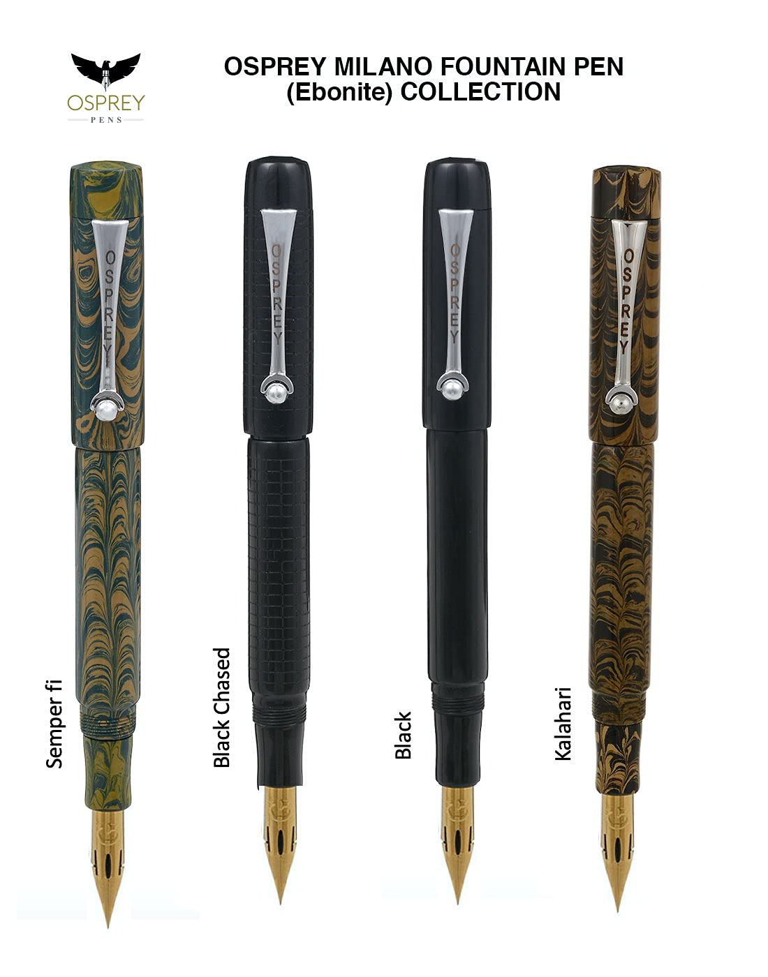 Milano Zebra G Fountain Pen - Black Chased Ebonite with Chrome Plated Clip | Premium Calligraphy & Writing Pen for Artists, Professionals & Gift Giving