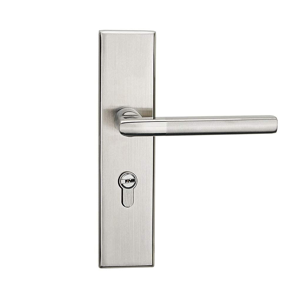 Premium Stainless Steel Indoor Door Lock Set - Front & Back Lever Handle with Keys, Lock Body, Panel, Cylinder & Screws for Home, Office & Apartment Security