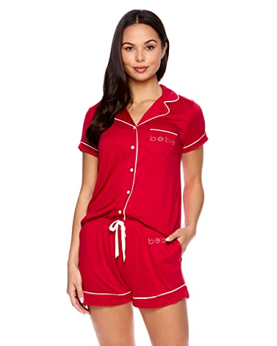 bebe Women's Pajama Sets - Button Down Shirt & Shorts Sleepwear Lounge PJ Set for Comfortable Nightwear & Relaxing at Home