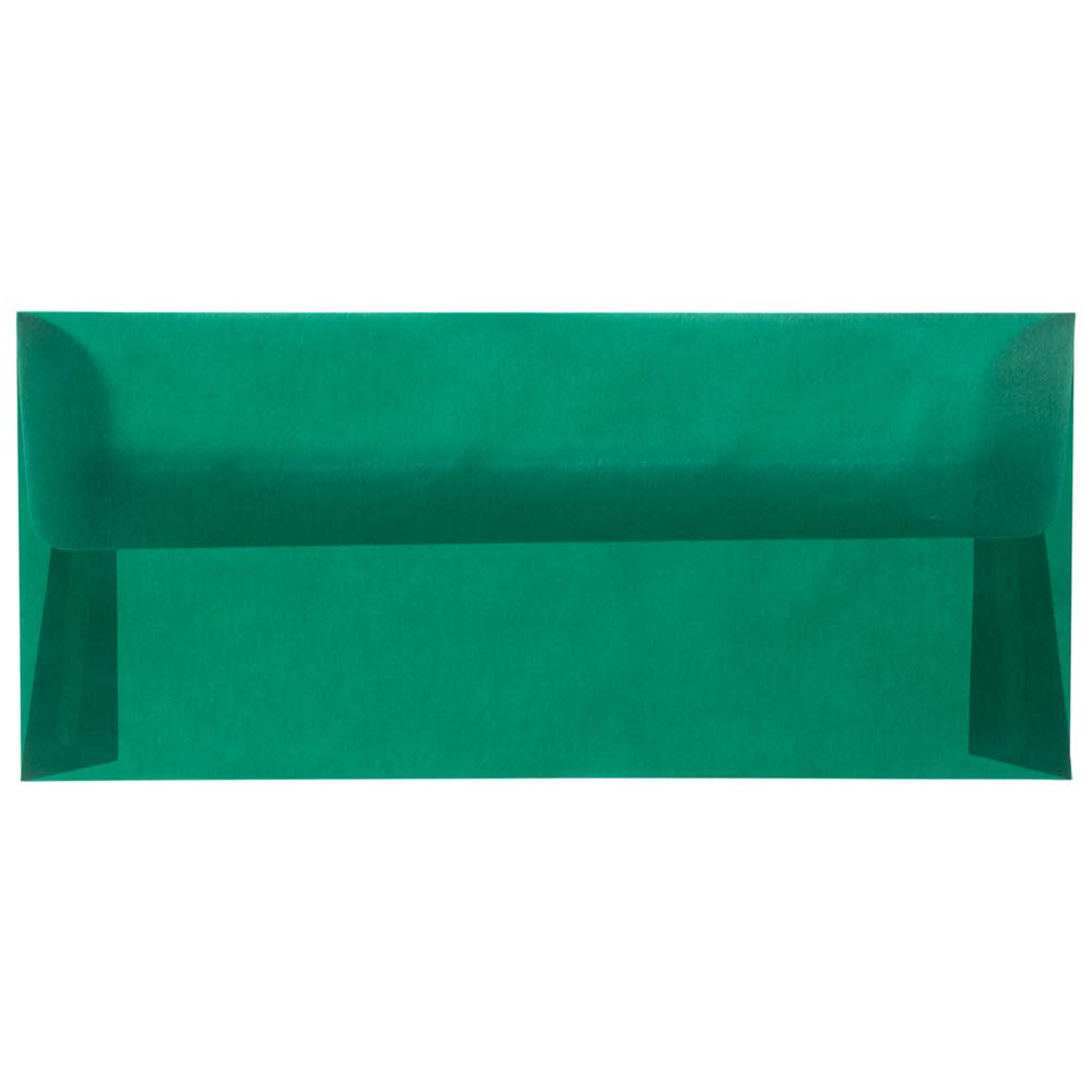 JAM PAPER #10 Business Translucent Vellum Envelopes - 4 1/8 x 9 1/2 Inches - Racing Green - Pack of 1000 Bulk Envelopes for Mailing, Office & Wedding Invitations - Premium Quality Translucent Paper Envelopes