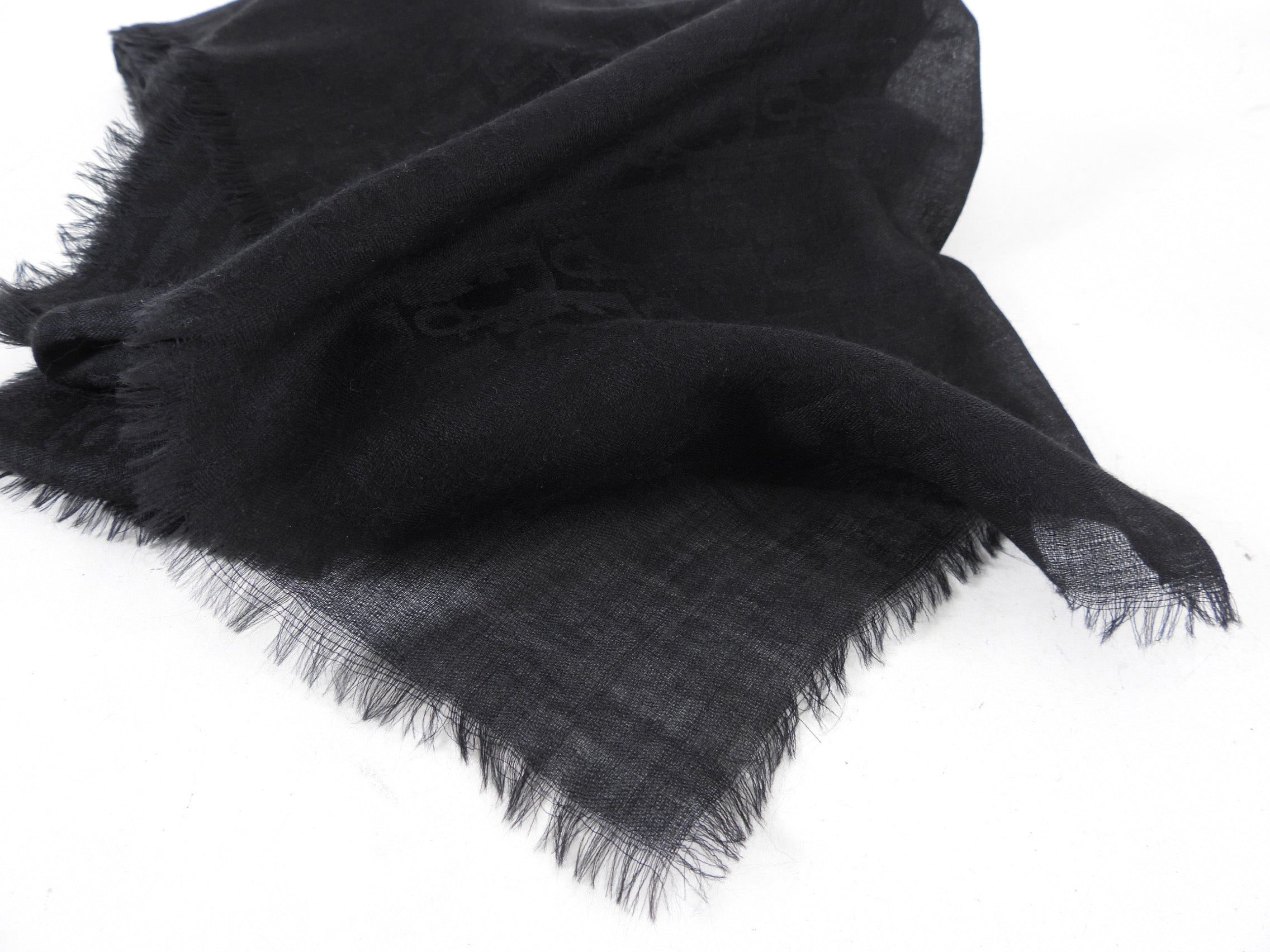 Dior 100% Cashmere Black Oblique Jacquard Shawl Scarf - Luxury Warm Winter Wrap for Women, Perfect for Gifts, Parties & Cold Weather Fashion