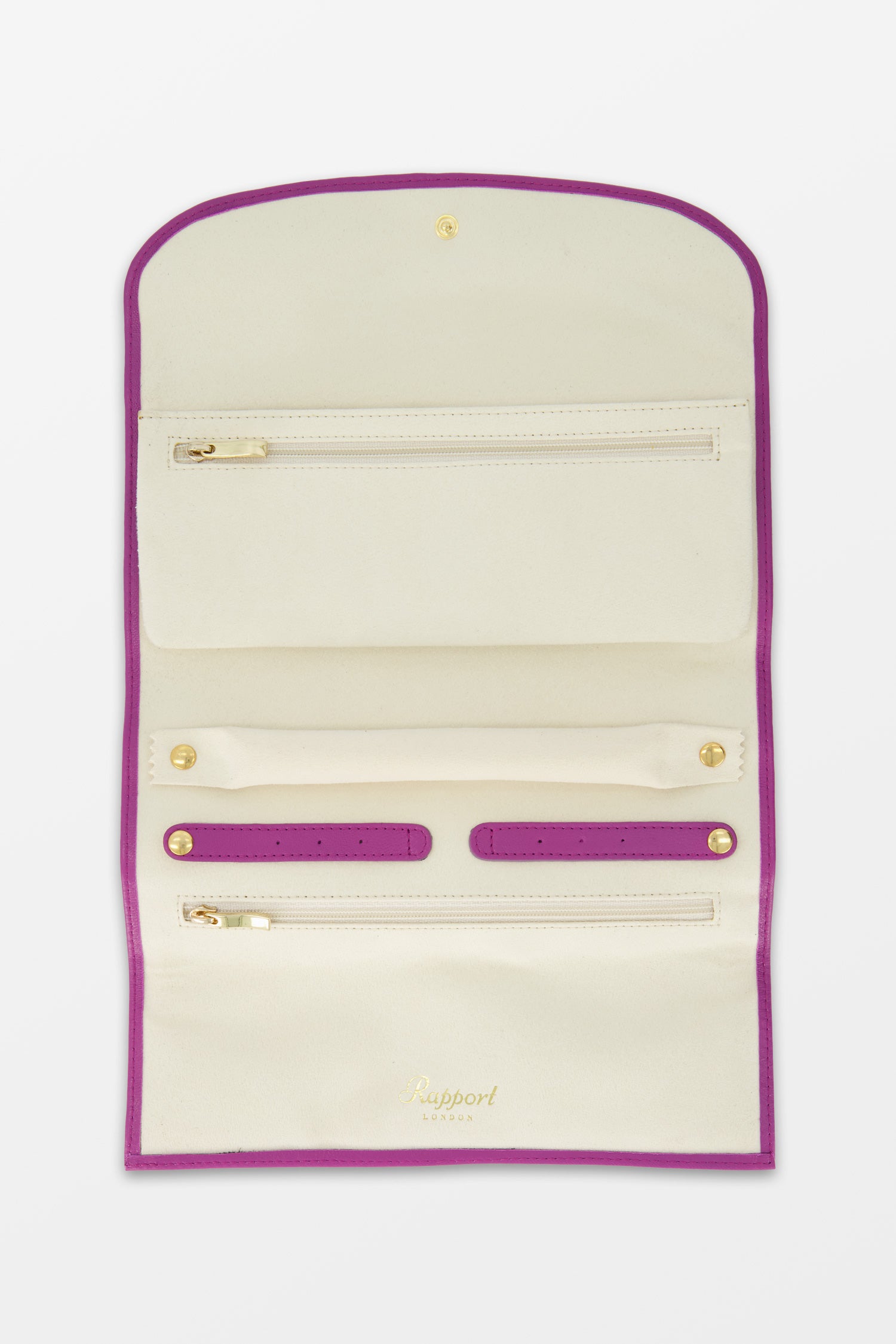 Lilac Aria Smooth Leather Jewelry Roll - Travel Jewelry Organizer for Necklaces, Bracelets & Earrings - Perfect for Vacations, Business Trips & Daily Storage