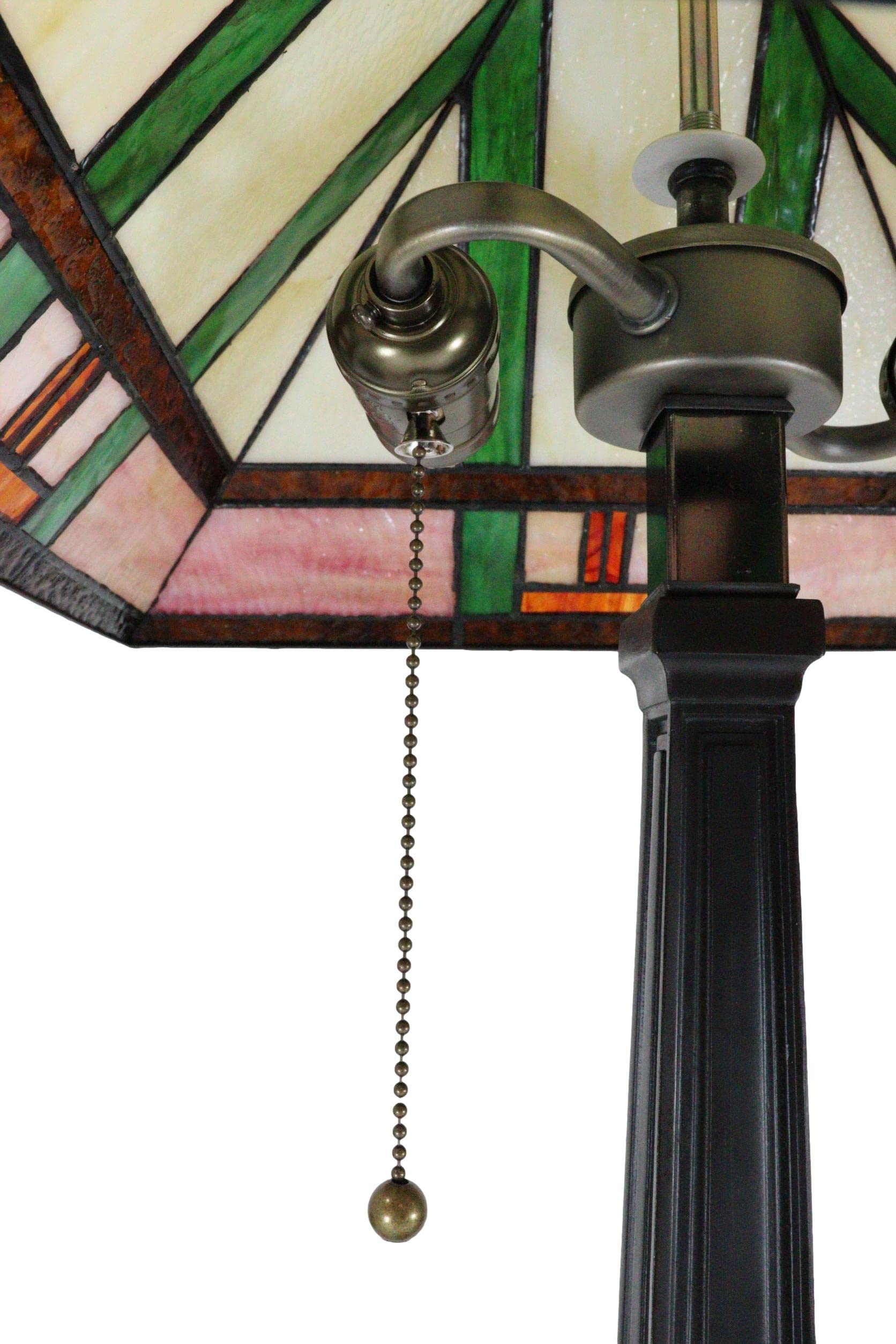 Frank Lloyd Wright Inspired Mission Style Pyramid Glass Shade Table Lamp with Wood Base - 24.5