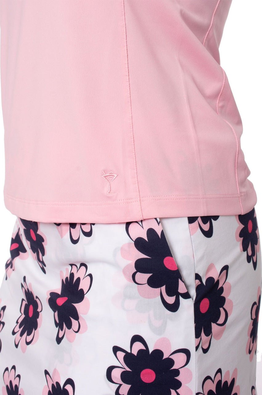Light Pink Sleeveless Ruffle Polo Shirt for Women - Summer Casual & Office Wear - Breathable Cotton Blend Fashion Top for Outfits, Dates, and Work