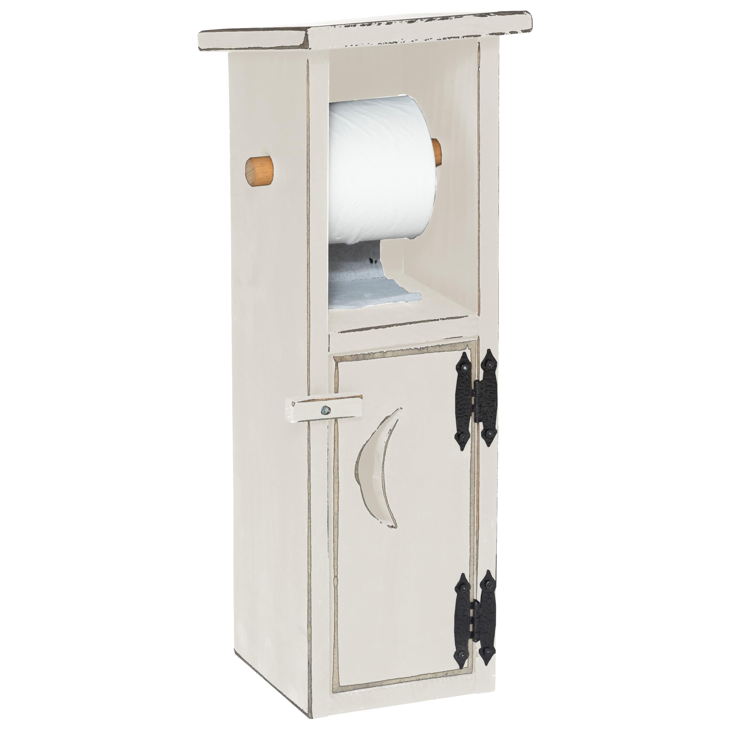 Vintage Farmhouse Outhouse Toilet Paper Holder - Rustic Bathroom Decor in Antique White | Perfect for Country Style Bathrooms, Powder Rooms & Farmhouse Themed Homes