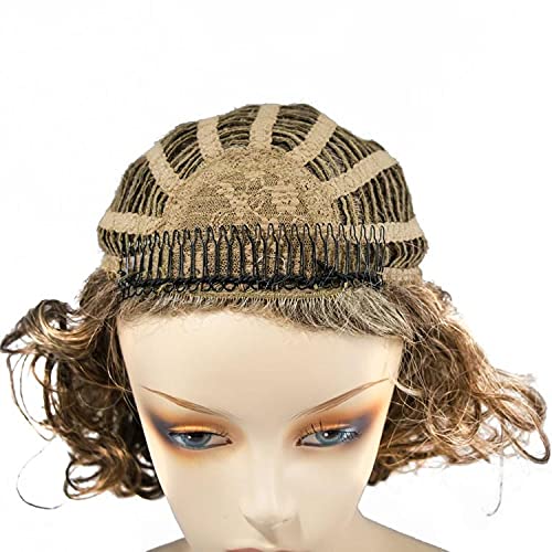 Poppy 3/4 Cap Wig - Rocky Brown Synthetic Curly Hairpiece with Jaw Comb | 14