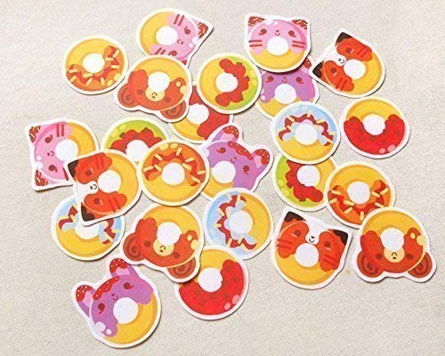 Cute Kawaii Animal Donut Stickers Pack - 50pcs Adorable Planner Stickers for Bullet Journal, Scrapbooking, Party Favors & Envelope Seals - Aesthetic Vinyl Decals for DIY Crafts, Kids Room Decor & Gift Wrapping
