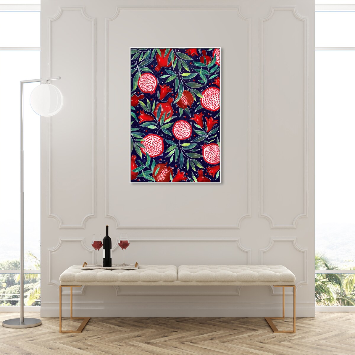 Blooming Tropical Flowers Framed Canvas Wall Art - White Cabin & Lodge Decor for Kitchen, Living Room, Bedroom - Nature-Inspired Home Decor
