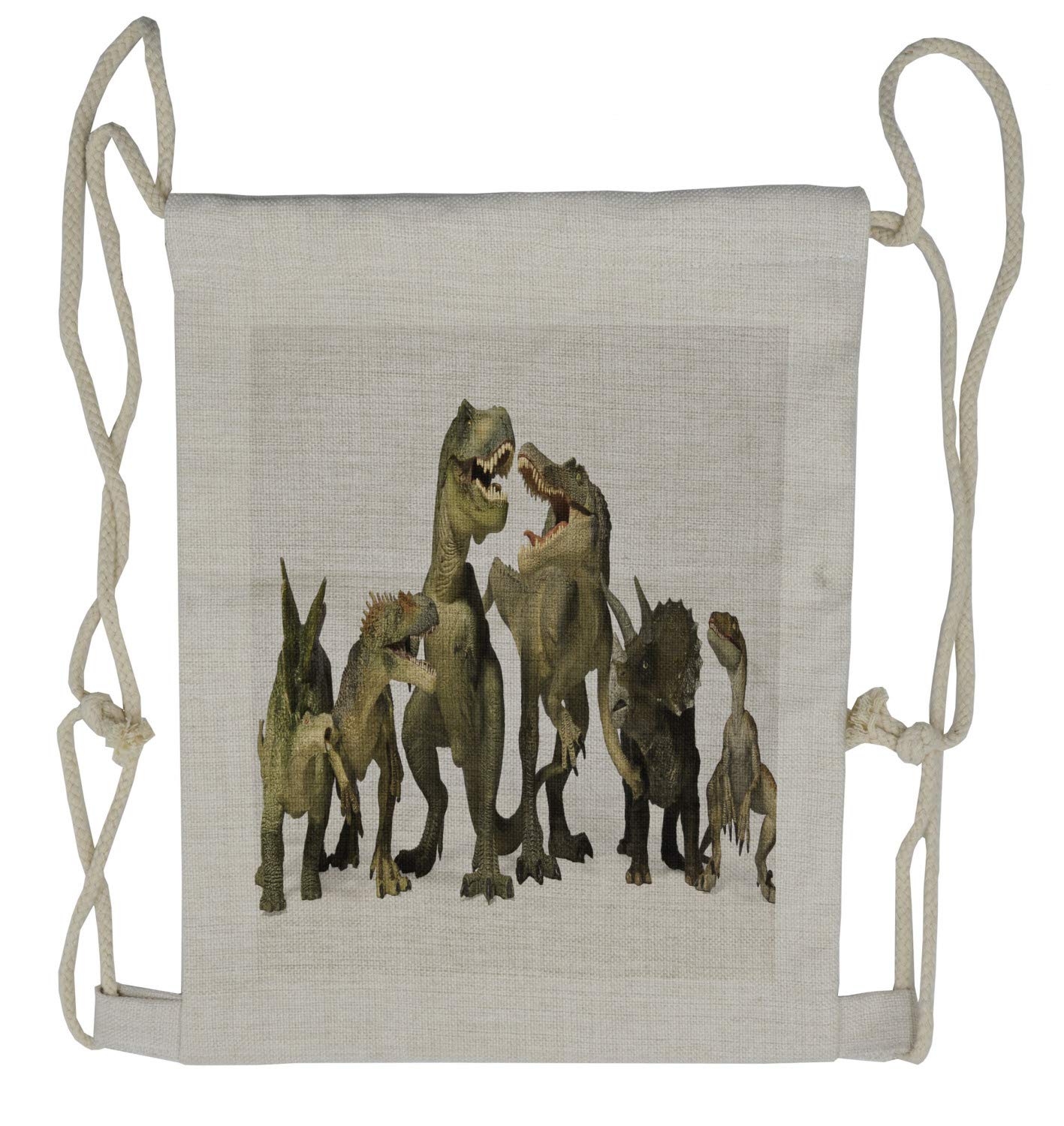 Lunarable Dinosaur Drawstring Backpack - Jurassic Themed Sackpack Bag for School, Gym, Travel & Outdoor Adventures