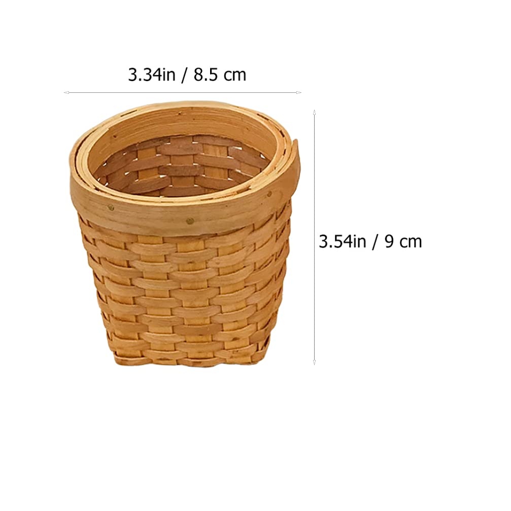 Cabilock 2-Pack Woven Rattan Pen Holder - Desktop Stationery Organizer, Pencil Cup & Makeup Brush Holder - Natural Wicker Office Desk Accessory for Home, Office & School Organization | Perfect for Desk Decor, Craft Storage & Plant Pots