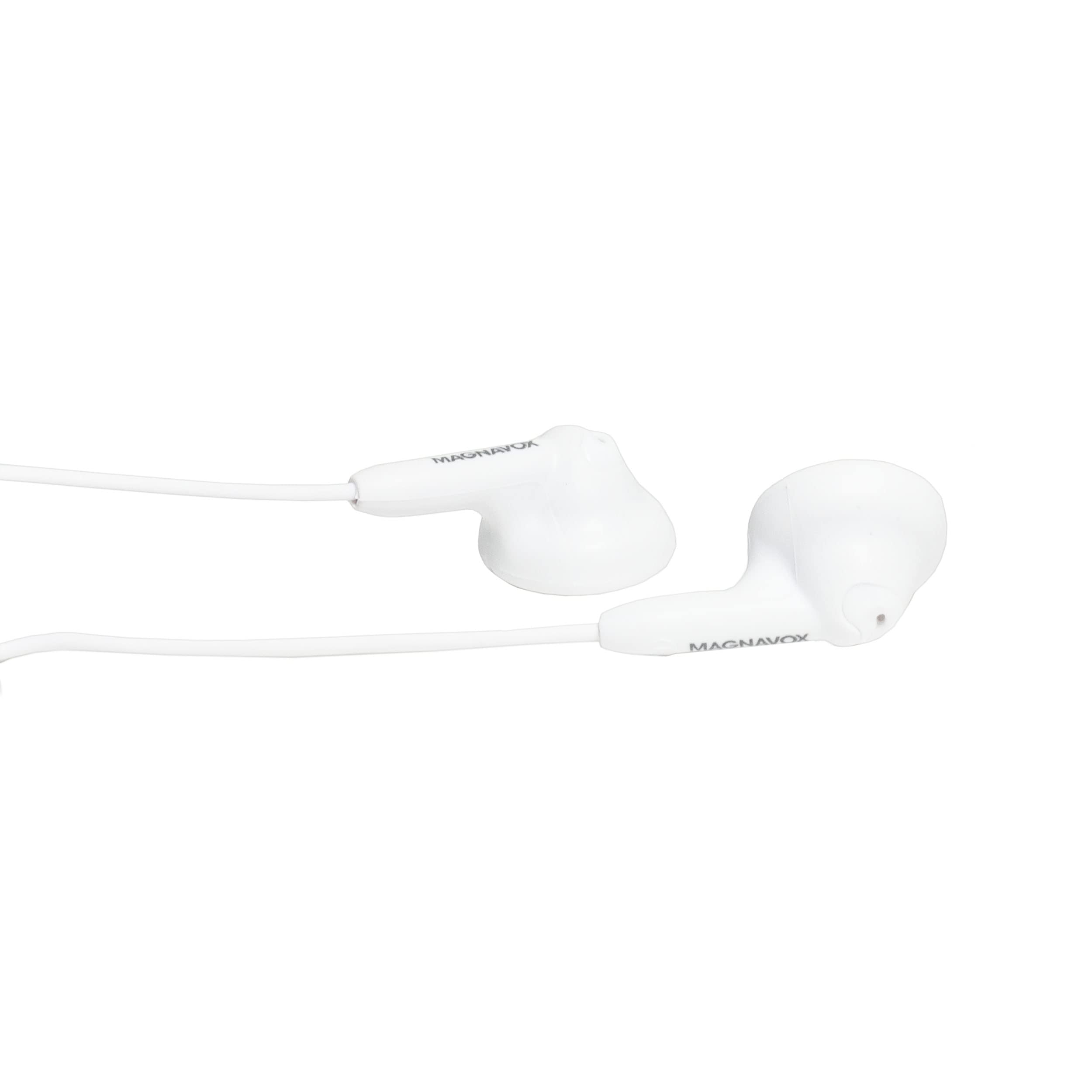 Magnavox MHP4820-WH Wireless Gummy Earbuds in White - Comfortable Stereo Earphones with Durable Rubberized Cable (Also Available in Pink, Black, Blue & Teal) - Perfect for Gym, Running, Travel & Daily Use
