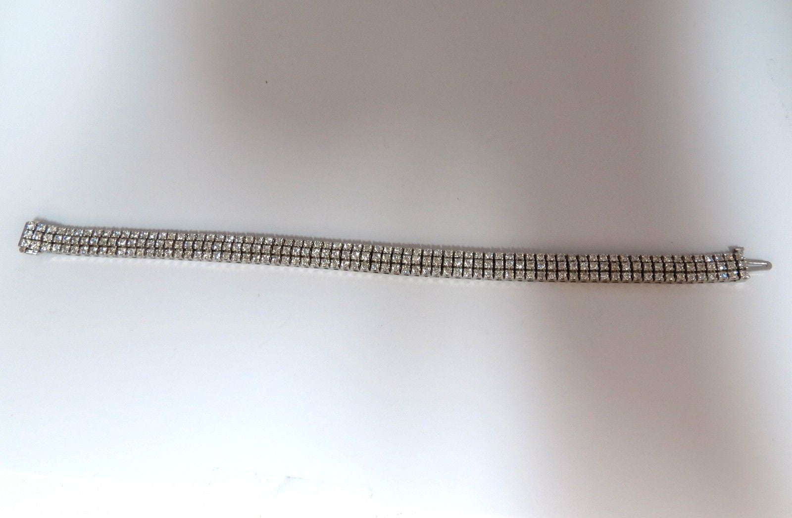 5.50ct Natural Round Brilliant Diamond Tennis Bracelet in 14K White Gold - Elegant Three Row Design for Women, Perfect for Weddings, Anniversaries & Special Occasions