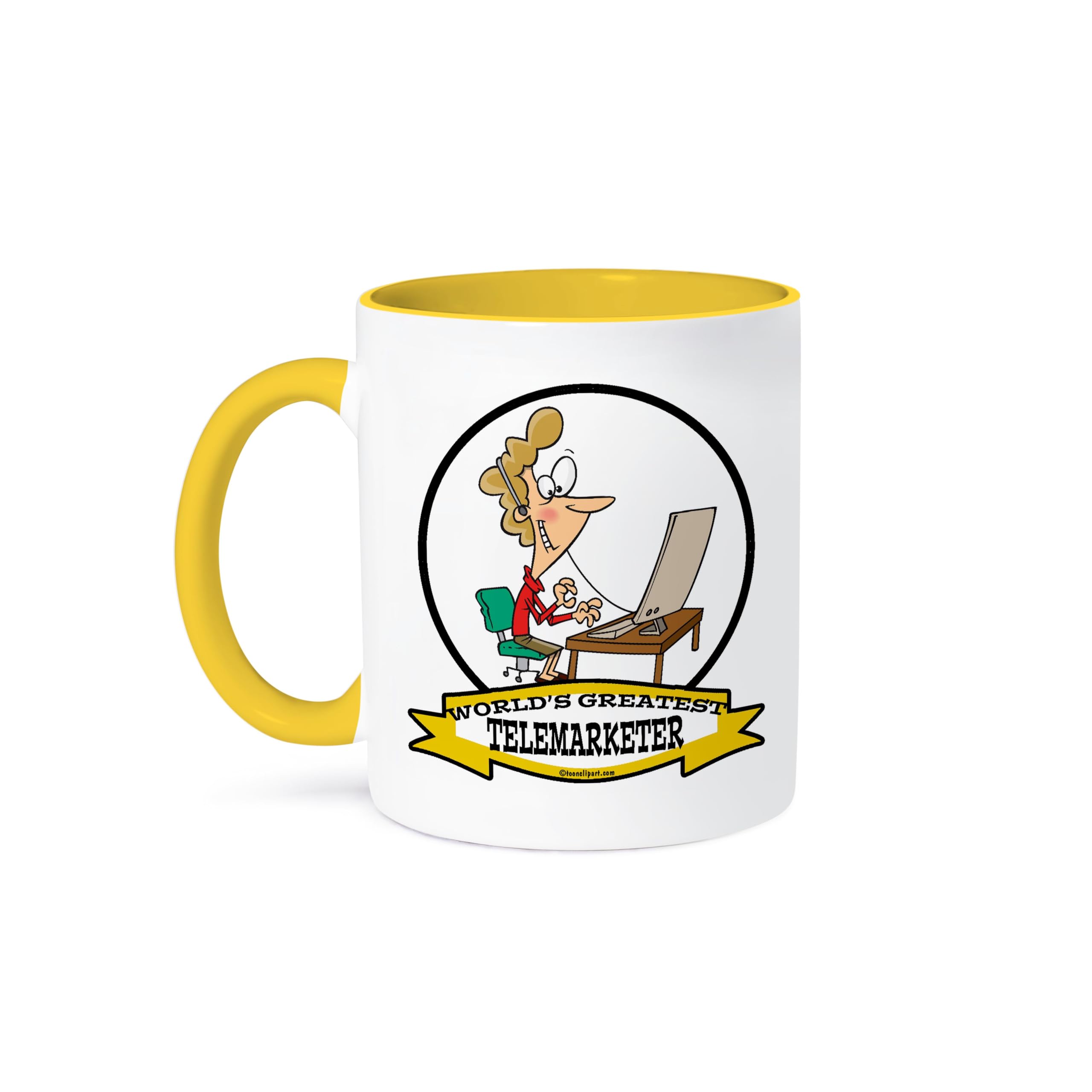 3dRose Funny Worlds Greatest Telemarketer Coffee Mug - 15oz Ceramic Cup with Cartoon Design - Perfect Gift for Office Humor & Coffee Lovers - Great for Work Desks, Break Rooms & Gag Gifts