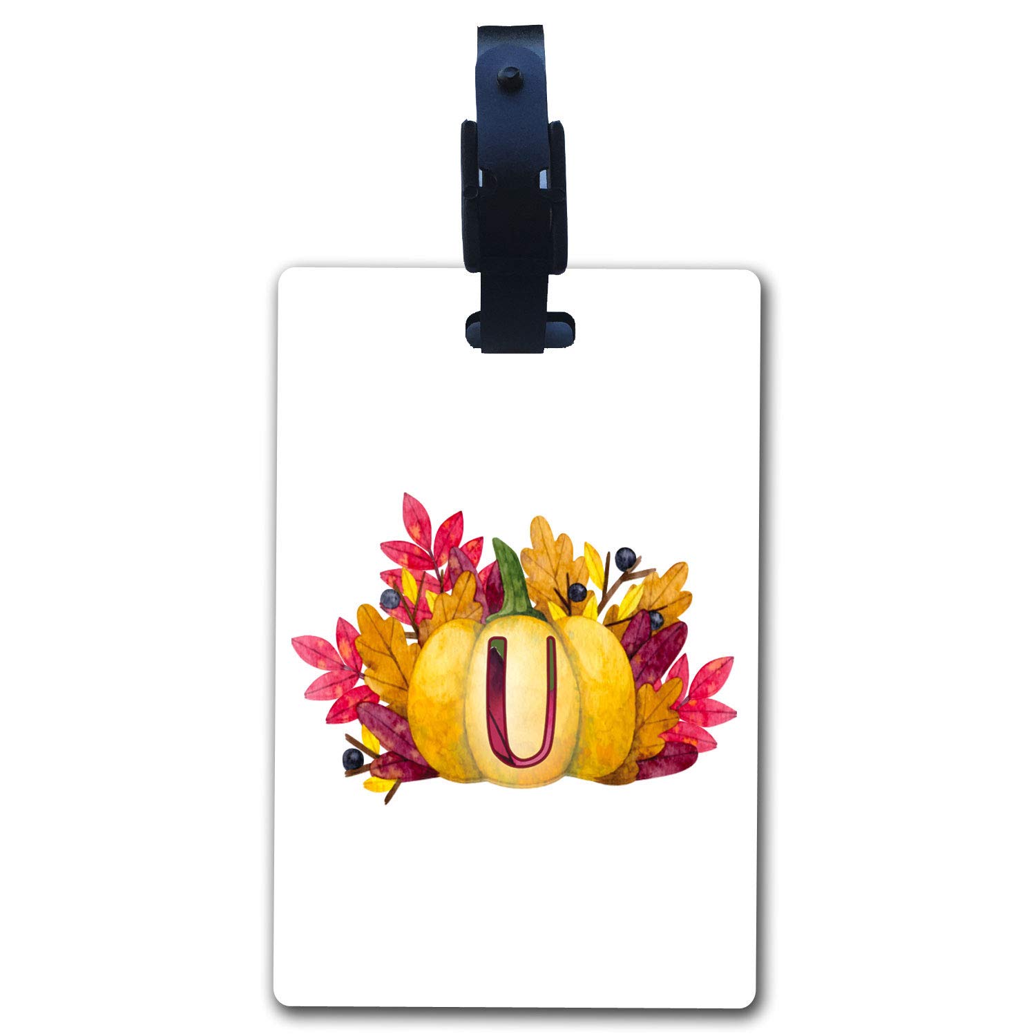 Personalized Watercolor Pumpkin Monogram Luggage Tag - Thanksgiving & Fall Travel Accessories for Suitcases, Bags & Backpacks | BRGiftShop